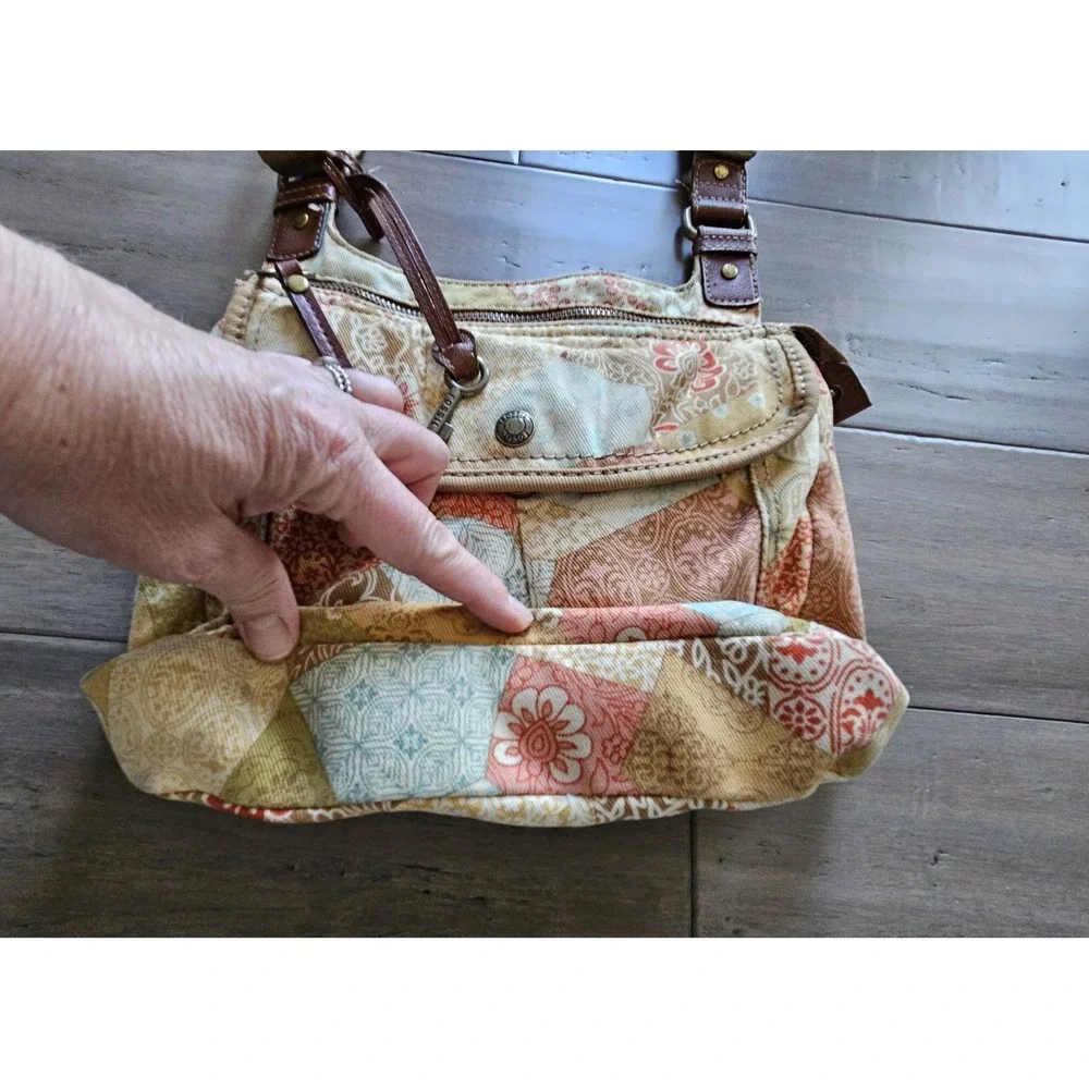Vintage Fossil Purse Cloth Floral Patchwork Shoulder/Crossbody Bag - Picture 2 of 7